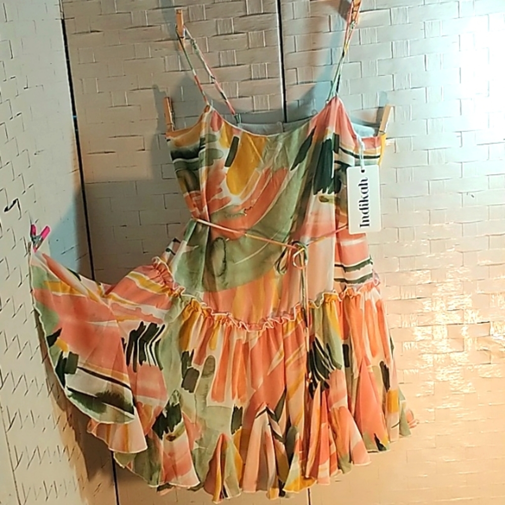 Indikah short ruffled hem dress